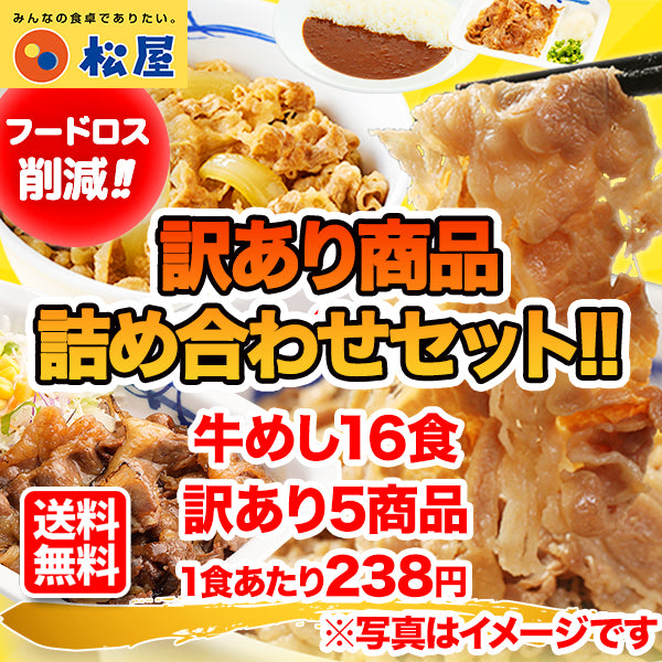 緊急入荷【訳あり商品】牛めし16食と訳あり5商品詰合せ《フードロス削減！》