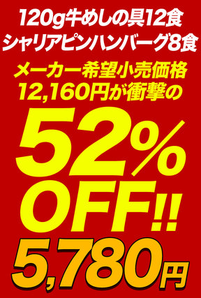 【衝撃の最大52％OFF】 牛めしの具 120g＆シャリアピンハンバーグ 10/20食