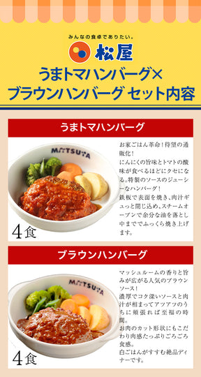 うまトマハンバーグ＆ブラウンソースハンバーグセット　8/16/24食